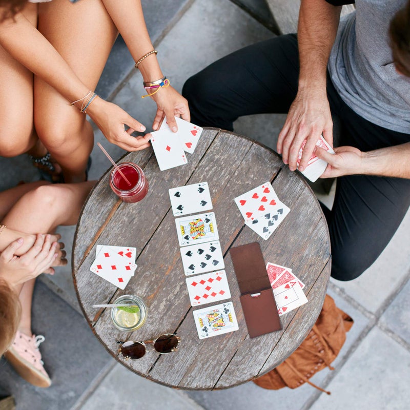 Luck Lab Single Deck Leather Playing Card Case/Holder - Fits Poker and Bridge size cards (Brown) - Image 5